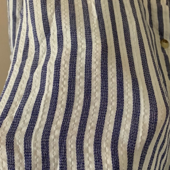 Blue silver and white pinstripe button-down shirt - Picture 6 of 8